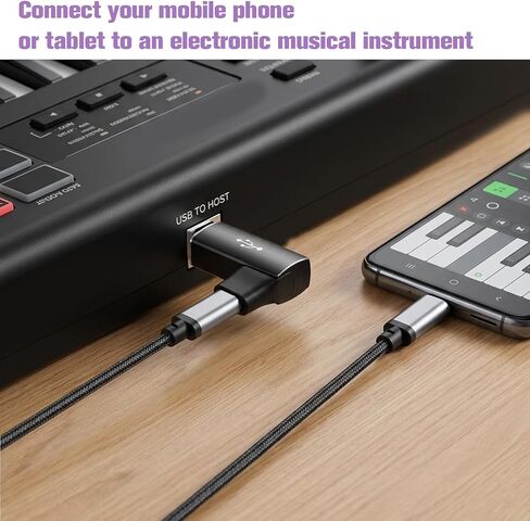 2 Pcs USB B to USB C Printer Adapter Midi to USB- C 90 Degree Right Angle Compatible with Printers Electric Piano Synthesizers and Devices with MIDI Port in Saudi Arabia