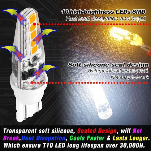 T10 إسفين قاعدة المناظر الطبيعية 194 921 LED لمبة الضوء 2700K أبيض دافئ 3W يعادل 15W 20W الجهد المنخفض AC / DC12V-24V T5 LED لمبة Landsacpe Garden Deck RV Camper Marine Boat قبة الإضاءة، 8 حزمة in Kuwait