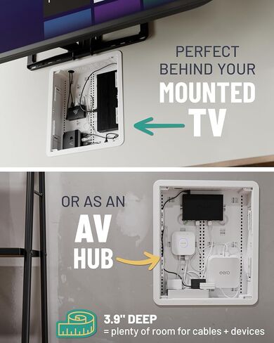 ECHOGEAR 17" in Wall TV Media Box - Recessed TV Outlet Network Enclosure - Works w/Wired & Wireless Samsung Connect Box, Apple TV, Roku, Fire TV Stick - WiFi Friendly Cable Management Fits 16" Studs in Kuwait