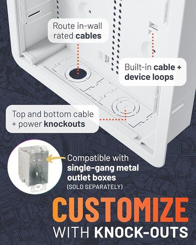 ECHOGEAR 17" in Wall TV Media Box - Recessed TV Outlet Network Enclosure - Works w/Wired & Wireless Samsung Connect Box, Apple TV, Roku, Fire TV Stick - WiFi Friendly Cable Management Fits 16" Studs in Kuwait