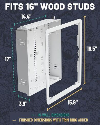 ECHOGEAR 17" in Wall TV Media Box - Recessed TV Outlet Network Enclosure - Works w/Wired & Wireless Samsung Connect Box, Apple TV, Roku, Fire TV Stick - WiFi Friendly Cable Management Fits 16" Studs in Kuwait