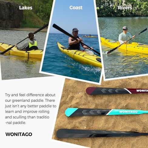 Greenland Paddle Lightweight Full Carbon Fiber with Paddle Bag, Adjustable Greenland Kayak Paddle 86-90" (220-230 cm) in Saudi Arabia