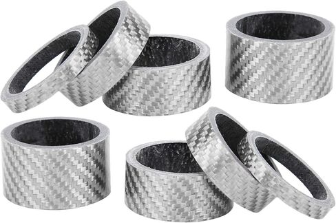 فاصل الدراجة، من ألياف الكربون خفيفة الوزن بمقاسات 5/10/15/20 مم، مجموعتين فضيتين لراكبي الدراجات على الطرق الجبلية، إصلاح الدراجة بنفسك in Kuwait