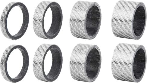 فاصل الدراجة، من ألياف الكربون خفيفة الوزن بمقاسات 5/10/15/20 مم، مجموعتين فضيتين لراكبي الدراجات على الطرق الجبلية، إصلاح الدراجة بنفسك in Kuwait