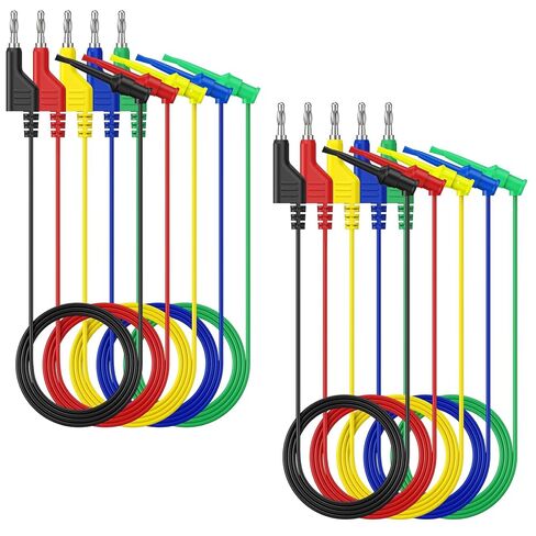 UMLIFE 10PCS Multimeter Test Lead Set Stackable Banana Plug to Test Hook Wire Cable Kit with Protective, Flexible Wire Leads 3.3Ft/1M in Saudi Arabia