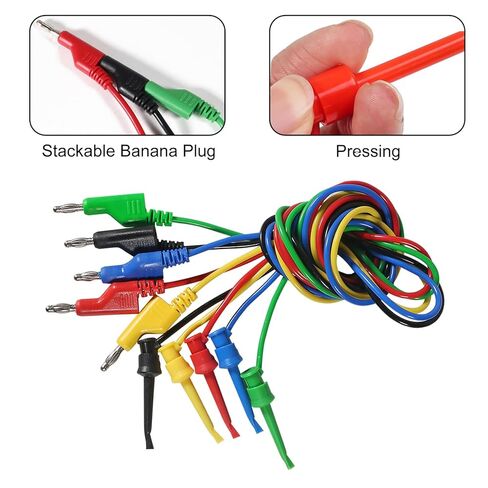 UMLIFE 10PCS Multimeter Test Lead Set Stackable Banana Plug to Test Hook Wire Cable Kit with Protective, Flexible Wire Leads 3.3Ft/1M in Saudi Arabia