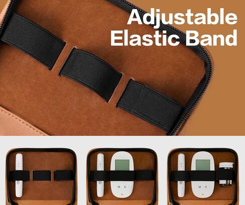 Blood Glucose Monitor Kit, Durable Eco-Friendly PU Leather Diabetic Insulin Supplies Carrying Case, Blood Glucose Meter Storage Organize Bag with Adjustable Capacity and Multi-Pocket Design in Saudi Arabia