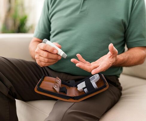 Blood Glucose Monitor Kit, Durable Eco-Friendly PU Leather Diabetic Insulin Supplies Carrying Case, Blood Glucose Meter Storage Organize Bag with Adjustable Capacity and Multi-Pocket Design in Saudi Arabia