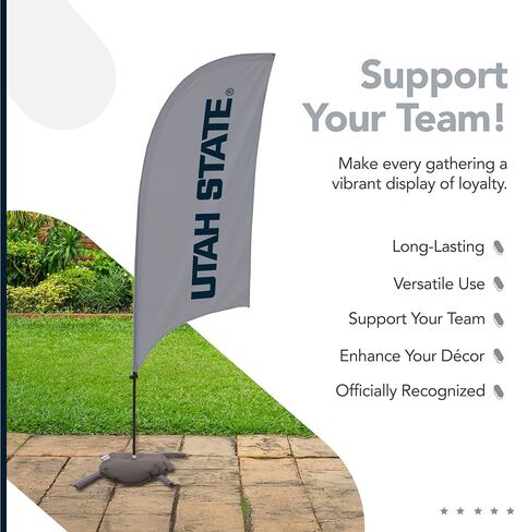 علم ريش مطبوع من Utah State Aggies College - مرخص من الرابطة الوطنية لرياضة الجامعات - بوليستر فائق - لافتة مدرسية (رمادي، أزرق) (قاعدة متقاطعة 7.5 بوصة) in Saudi Arabia