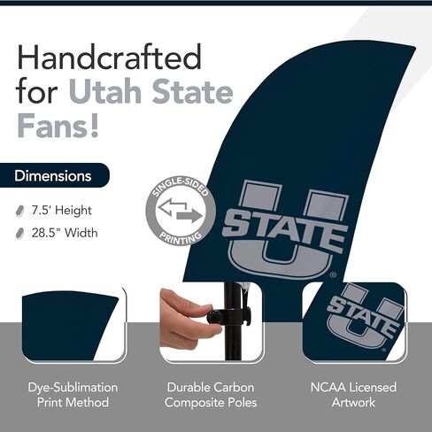 Utah State Aggies College Sports Printed Feather Flag - NCAA Licensed - Super Polyester - School Banner (Blue, Gray) (7.5' Cross Base) in Saudi Arabia