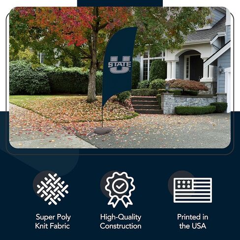 Utah State Aggies College Sports Printed Feather Flag - NCAA Licensed - Super Polyester - School Banner (Blue, Gray) (7.5' Cross Base) in Saudi Arabia