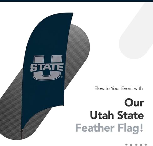 Utah State Aggies College Sports Printed Feather Flag - NCAA Licensed - Super Polyester - School Banner (Blue, Gray) (7.5' Cross Base) in Saudi Arabia