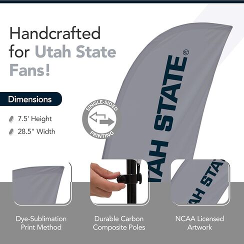علم ريش مطبوع من Utah State Aggies College - مرخص من الرابطة الوطنية لرياضة الجامعات - بوليستر فائق - لافتة مدرسية (رمادي، أزرق) (قاعدة مدببة 7.5 بوصة) in Saudi Arabia