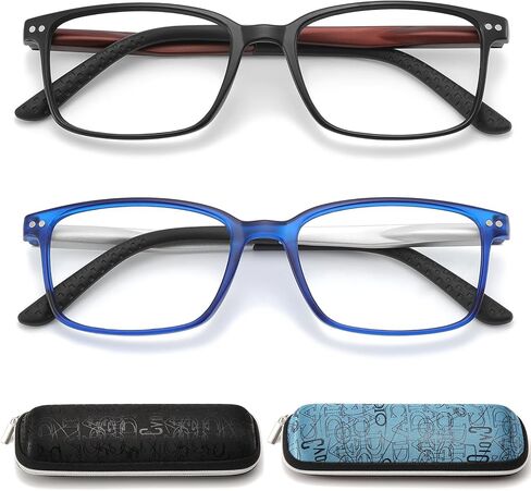 نظارات قراءة للرجال بمفصلات زنبركية، قارئات كمبيوتر احترافية مع حماية من الضوء الأزرق وحقيبة in Kuwait