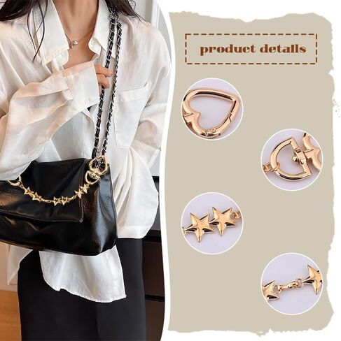 Kefley Star Purse Bag Extender Chain Charms Y2K Bag Accessories Metal Crossbody Bags Extension Chains Heart Shaped Clasp Clip in Saudi Arabia
