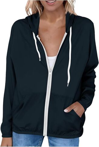 Womens Lightweight Cooling Athletic Jacket UPF 50+ Track Jackets with Pocket Long Sleeve Zipper Sunscreen Shirts in Saudi Arabia