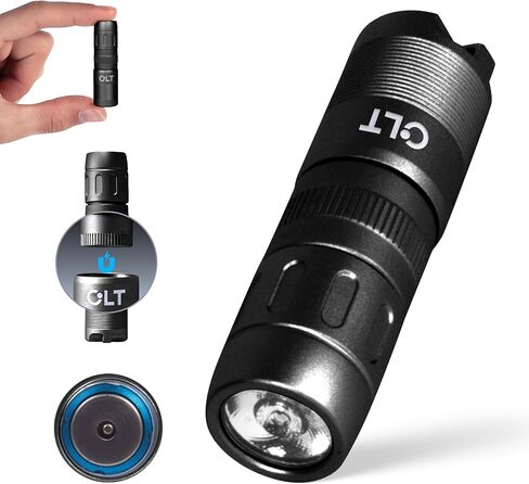 CLT Mini EDC القابلة لإعادة الشحن القابلة لإعادة الشحن ، مفتاح مفاتيح مغناطيسي ، Snap On/Off ، 105 Lumen ، محمول ومضغوط مصابيح مفاتيح LED - بطارية مدمجة متينة مثالية للحمل اليومي - الأسود in Kuwait