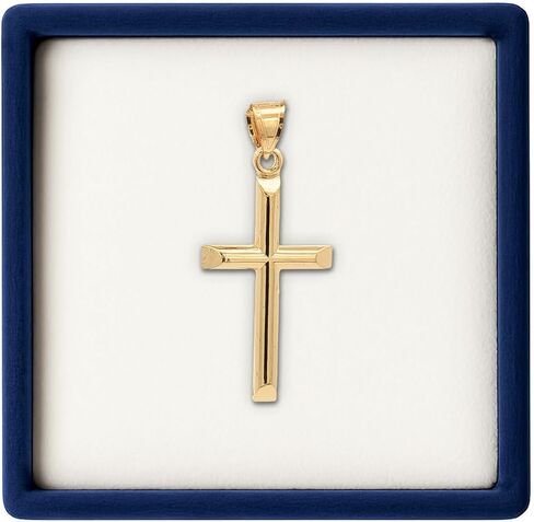 Cross+Crown Premium 14K Yellow Gold Cross Pendant, Durable Double-Bonded 14K Pendant for Necklace, Women & Mens Gold Cross for Chain with Premium Jewelry Box, Handcrafted Religious Jewelry in the USA in Saudi Arabia