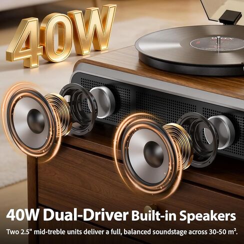 سجل لاعب السجل عالي الدقة مع نظام الصوت المدمج في نظام الصوت 2.1 لقناة للمشغل المحسّن ، مشغل سجل الفينيل مع خرطوشة مغناطيسية BT5.3 تشغيل RCA Out AUX في حزام-درايف 33/45RPM in Kuwait