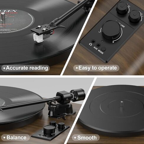 سجل لاعب السجل عالي الدقة مع نظام الصوت المدمج في نظام الصوت 2.1 لقناة للمشغل المحسّن ، مشغل سجل الفينيل مع خرطوشة مغناطيسية BT5.3 تشغيل RCA Out AUX في حزام-درايف 33/45RPM in Kuwait