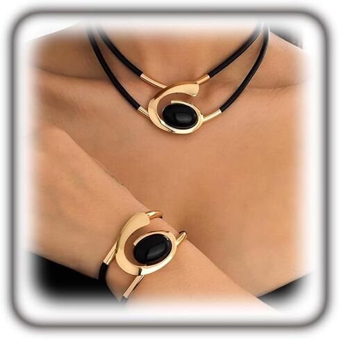 YOOESTORES82 Boho Jewelry Sets for Women Gold Silver Double Layered Leather Choker Western Cowgirl Non Tarnish Statement Necklaces Bracelets Costume Jewelry Sets in Saudi Arabia