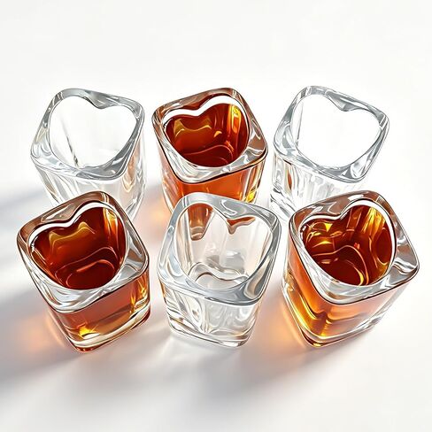 2oz Heavy Base Shot Glasses, Sets of 6/Heart Shaped Clear Tequila Shots/Square Shot /Espresso Shot Glass/Bulk Shot Glasses in Saudi Arabia