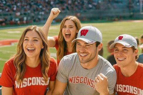 Officially Licensed University Wisconsin Classic Edition Gray/Red Clean Up Hat Primary Badgers Relaxed Fit Embroidered Team Logo Adjustable Sports Ball Cap in Saudi Arabia