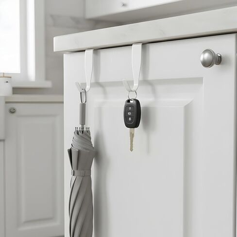 Sibba Over The Cabinet Door Hook Carbon Steel Hanger Hook 6PCS J-Shape No Drill Drawer Hooks Heavy Duty Easy to Install Single Hooks Door Back Holder for Kitchen Bathroom Hanging Clothes Towel in Saudi Arabia