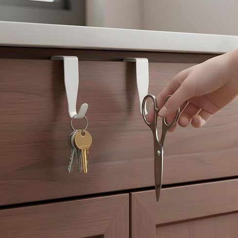 Sibba Over The Cabinet Door Hook Carbon Steel Hanger Hook 6PCS J-Shape No Drill Drawer Hooks Heavy Duty Easy to Install Single Hooks Door Back Holder for Kitchen Bathroom Hanging Clothes Towel in Saudi Arabia