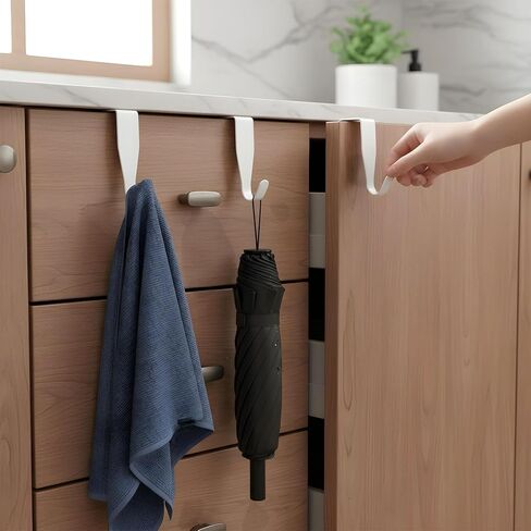 Sibba Over The Cabinet Door Hook Carbon Steel Hanger Hook 6PCS J-Shape No Drill Drawer Hooks Heavy Duty Easy to Install Single Hooks Door Back Holder for Kitchen Bathroom Hanging Clothes Towel in Saudi Arabia
