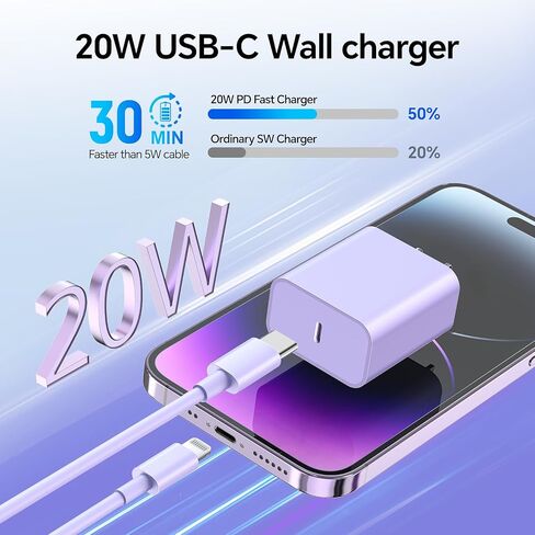 3pack 10ft cable ightning ، 20W شحن سريع فون ، سلك شاحن الهاتف الكابل للهاتف 14/13/12/12 PRO MAX/11/XS MAX/XR/X ، AirPods Pro ، Pink/Red/Black in Kuwait