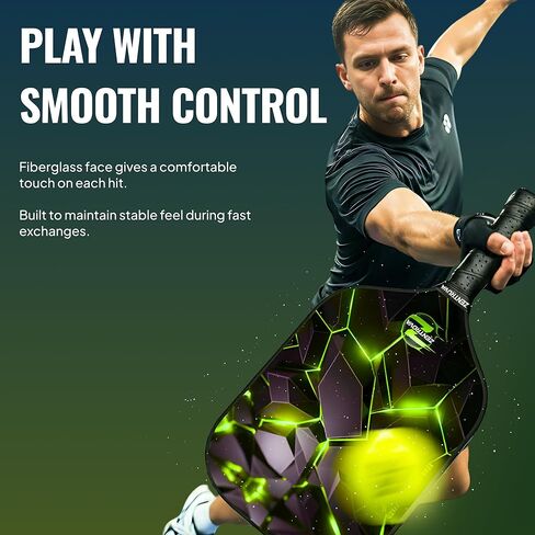 Zentrova Pickleball Paddles Set of 2, Fiberglass Surface w/PP Honeycomb Core Pickleball Rackets, Lightweight Pickle Ball Paddle w/4 Balls, 2 Overgrips, 2 Wristbands & Carry Bag – for Men & Women in Saudi Arabia