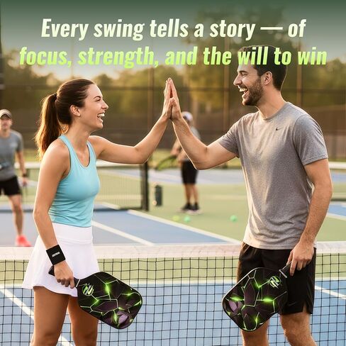 Zentrova Pickleball Paddles Set of 2, Fiberglass Surface w/PP Honeycomb Core Pickleball Rackets, Lightweight Pickle Ball Paddle w/4 Balls, 2 Overgrips, 2 Wristbands & Carry Bag – for Men & Women in Saudi Arabia