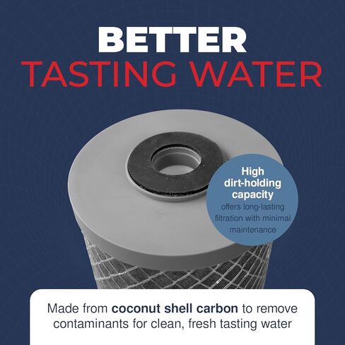 5 Micron 2.5" x 20" Whole House CTO Carbon Sediment Water Filter Cartridge Compatible with Pentek C1-20, NCP-20, Made in USA, Pack of 4 in Saudi Arabia