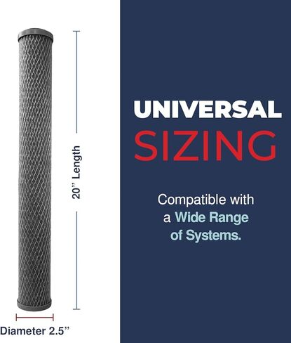 5 Micron 2.5" x 20" Whole House CTO Carbon Sediment Water Filter Cartridge Compatible with Pentek C1-20, NCP-20, Made in USA, Pack of 4 in Saudi Arabia