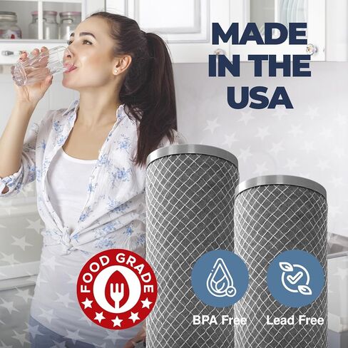 5 Micron 2.5" x 20" Whole House CTO Carbon Sediment Water Filter Cartridge Compatible with Pentek C1-20, NCP-20, Made in USA, Pack of 4 in Saudi Arabia