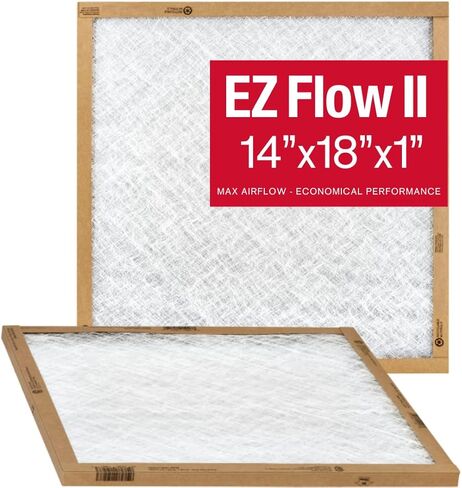 مرشحات هواء Flanders EZ-Flow II 14x18x1، MERV 1، فرن، HVAC، وفلتر تيار متردد - تدفق هواء عالي، موفر للطاقة، وسائط من الألياف الزجاجية 10055.011418 (عبوتان) in Kuwait