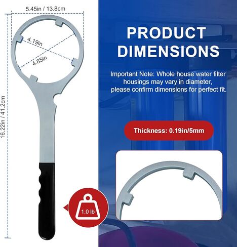 ERETOW Metal Water Filter Housing Wrench 4.8 In - SPBW-1 Whole House Water Filter Wrench for Culligan HF-150, Pentek 150295, 152037/ww34, Fit 10″ x 2.5″ & 20″ x 2.5″ Housing in Kuwait