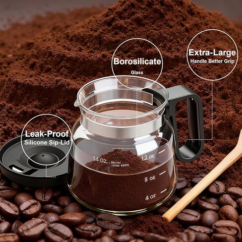 كوب وعاء قهوة زجاجي سعة 16 أونصة، غطاء مقاوم للحرارة مقاوم للانسكاب، كوب مكتب سفر مبتكر، هدية مثالية لمحبي القهوة والأب (قطعة واحدة) in Kuwait