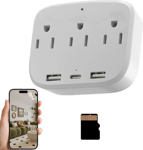 Camera USB Power Strip ، 4K Ultra HD Mini Camera Camera Clo-Mount Charger ، و Detection Detection SD Local Storage WiFi Access Remote ، 2 in-1 USB & Type-C Clop Cam for Home Office Idvance Use-No Audio in Kuwait
