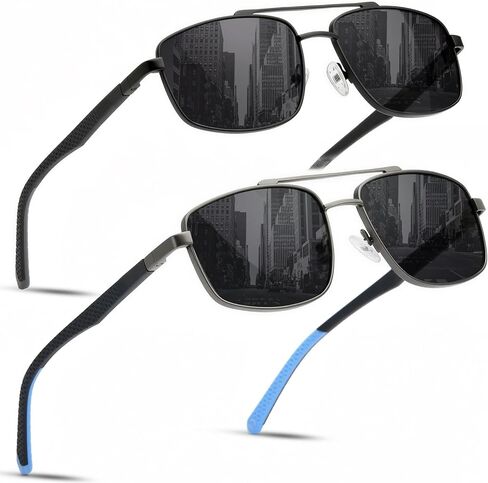 Missfive 2 Pack Unbreakable Aviator Dark Reading Glasses for Men, Metal Full Lens Readers with Durable Spring Hinge & Lightweight TR90, Outdoors Eyeglasses(No-Bifocal 2.5x) in Saudi Arabia