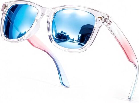 نظارات شمسية مستقطبة من SIPHEW للنساء والرجال - نظارات شمسية مربعة رياضية عاكسة مع حماية من الأشعة فوق البنفسجية/مقاس متوسط in Kuwait