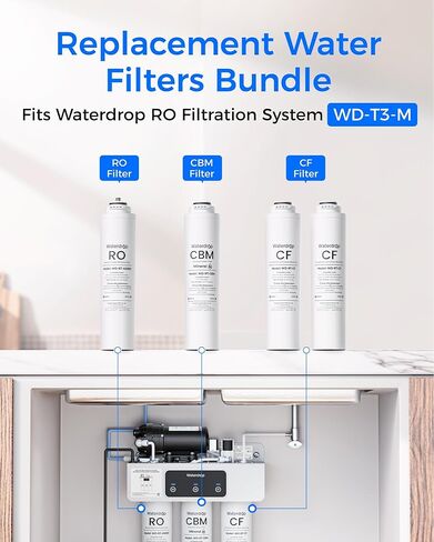 Waterdrop RT-2CFCBMRO Filter, Replacement for Waterdrop T3-M Tankless Reverse Osmosis Water System (𝐂𝐅*𝟐 + 𝐂𝐁𝐌*𝟏 + 𝐑𝐎*𝟏) in Saudi Arabia