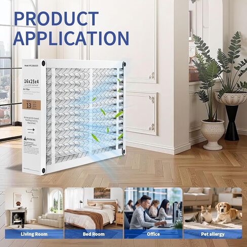 عبوتان من مرشح الفرن المطوي مقاس 16x25x4 - بديل لـ Honeywell FC100A1029، تصميم قابل للطي، الحجم الفعلي 15.94 × 24.86 × 4.38 بوصة in Saudi Arabia