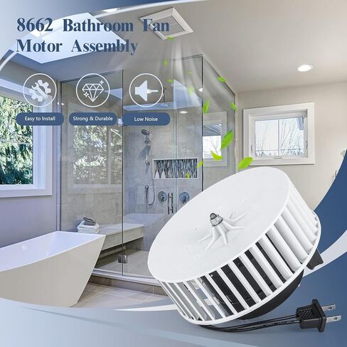 8662 Bathroom Fan Motor Replacement, Bathroom Exhaust Fan Compatible with Nutone 8662N, 8572, 8672, 8672N, 8831, 8832, 8832N, 8833, 8861, MH8861N, Ventilation Fan Motor Quiet Operation in Saudi Arabia