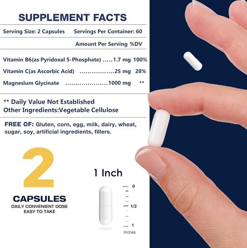 NATURE TARGET Magnesium Glycinate 1000mg - Magnesium Supplements with Vitamins C & B6 for Muscle, Nerves, Heart, Energy & Immune Health, 100% Chelated Magnesium for Max Absorption - Vegan,120 Capsules in Saudi Arabia