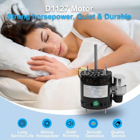 9721 D1127 Refrigeration Fan Motor, 1/12 HP 1550 RPM 115/230V AC, Compatible with HeatCraft 5008S 5008T, Bohn 25309101 Century 9721 Fasco D1127 Permanent Split Capacitor Motor, with Capacitor in Saudi Arabia