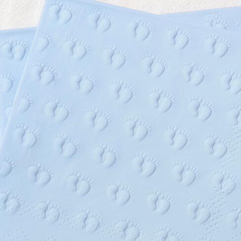 Crisky 3 Ply Baby Shower Napkins for Boy, 50 Pack Embossed Footprints Blue Napkins for Dusty Blue Jean Boy Baby Shower Decorations, Disposable Paper Cocktail Napkin, and Not Easily Torn in Saudi Arabia