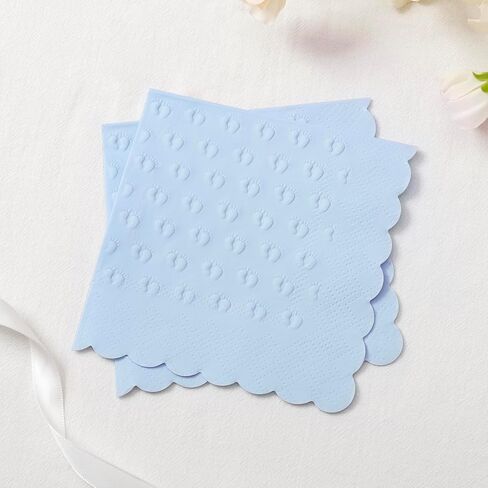 Crisky 3 Ply Baby Shower Napkins for Boy, 50 Pack Embossed Footprints Blue Napkins for Dusty Blue Jean Boy Baby Shower Decorations, Disposable Paper Cocktail Napkin, and Not Easily Torn in Saudi Arabia