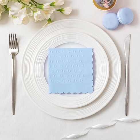 Crisky 3 Ply Baby Shower Napkins for Boy, 50 Pack Embossed Footprints Blue Napkins for Dusty Blue Jean Boy Baby Shower Decorations, Disposable Paper Cocktail Napkin, and Not Easily Torn in Saudi Arabia